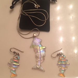 Glass Fish Earring and Necklace Set